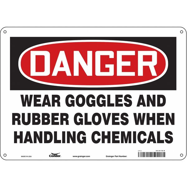 Safety Sign, 10 in Height, 14 in Width, Aluminum, Horizontal Rectangle, English, 464Y69