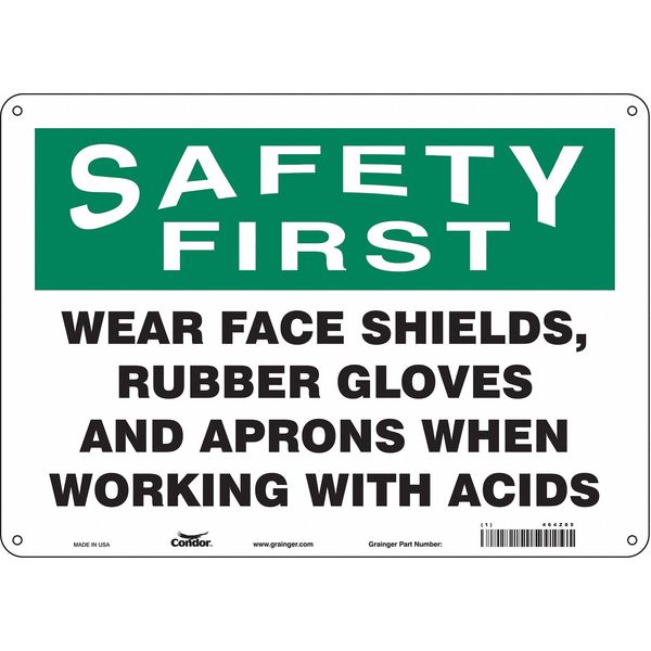 Safety Sign, 10 in Height, 14 in Width, Aluminum, Horizontal Rectangle, English, 464Z85