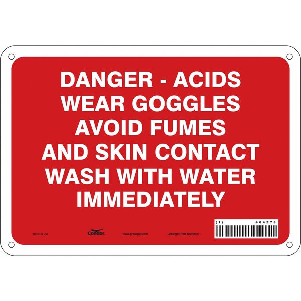 Safety Sign, 7 in Height, 10 in Width, Aluminum, Vertical Rectangle, English, 464Z78
