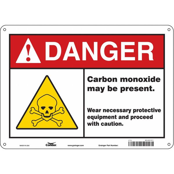 Safety Sign, 10 in Height, 14 in Width, Aluminum, Horizontal Rectangle, English, 464Z31