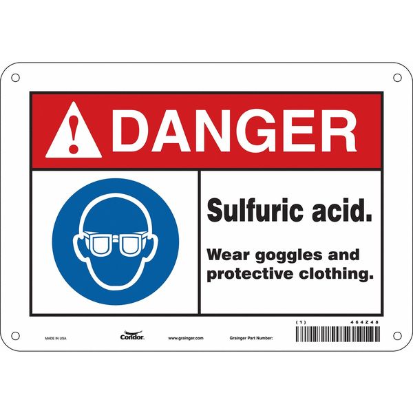 Safety Sign, 7 in Height, 10 in Width, Aluminum, Vertical Rectangle, English, 464Z48