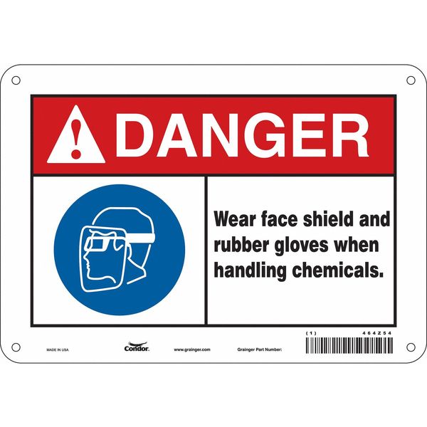 Safety Sign, 7 in Height, 10 in Width, Aluminum, Vertical Rectangle, English, 464Z54