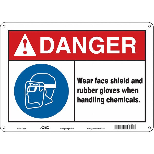 Safety Sign, 10 in Height, 14 in Width, Aluminum, Horizontal Rectangle, English, 464Z55