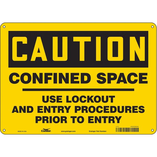 Safety Sign, 10 in Height, 14 in Width, Aluminum, Horizontal Rectangle, English, 465G90