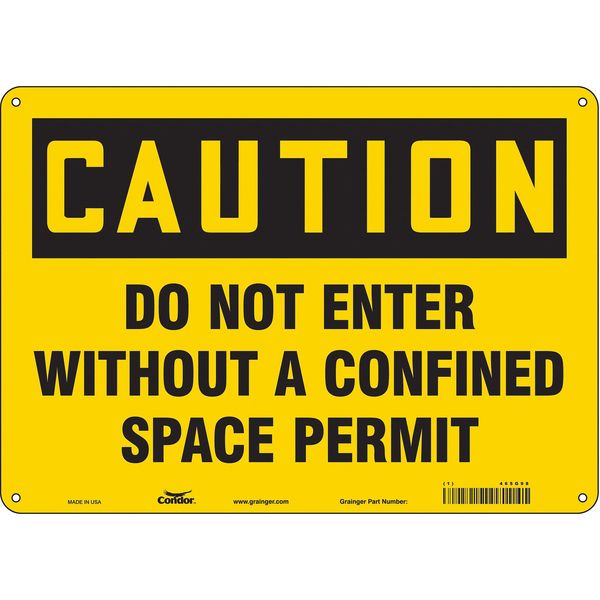 Safety Sign, 10 in Height, 14 in Width, Aluminum, Horizontal Rectangle, English, 465G98