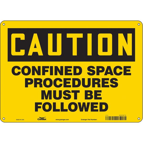 Safety Sign, 10 in Height, 14 in Width, Aluminum, Horizontal Rectangle, English, 465G74