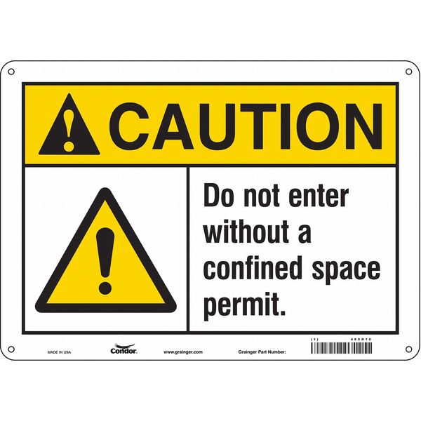 Safety Sign, 10 in Height, 14 in Width, Aluminum, Horizontal Rectangle, English, 465G10