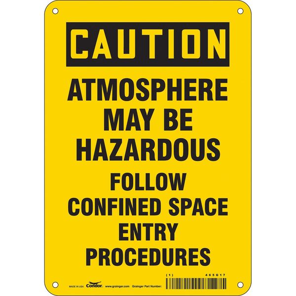 Safety Sign, 10 in Height, 7 in Width, Aluminum, Horizontal Rectangle, English, 465G17