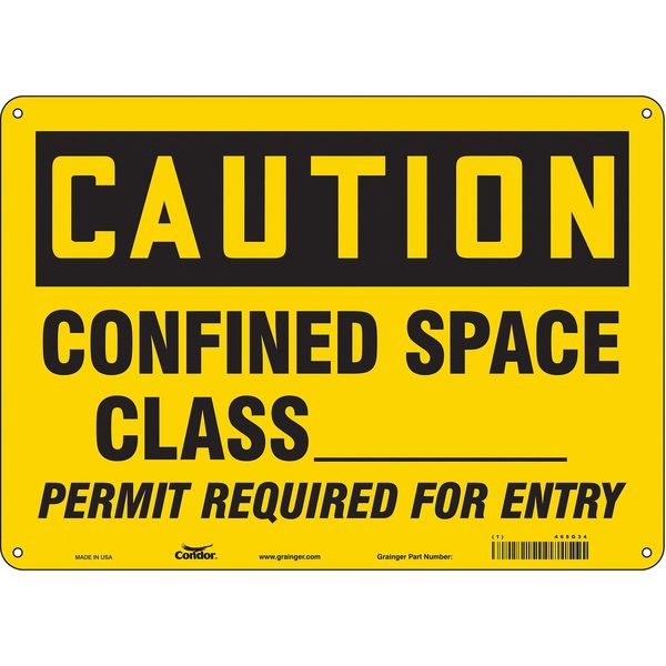 Safety Sign, 10 in Height, 14 in Width, Aluminum, Horizontal Rectangle, English, 465G34
