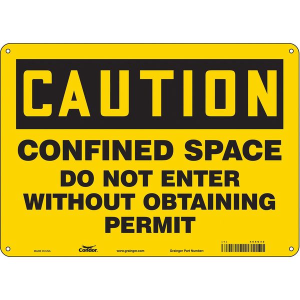 Safety Sign, 10 in Height, 14 in Width, Aluminum, Horizontal Rectangle, English, 465G42