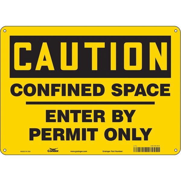 Safety Sign, 10 in Height, 14 in Width, Aluminum, Horizontal Rectangle, English, 465G50
