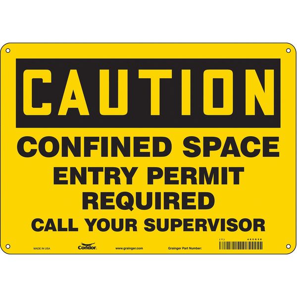 Safety Sign, 10 in Height, 14 in Width, Aluminum, Horizontal Rectangle, English, 465G58