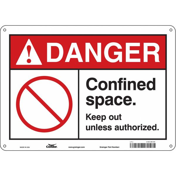 Safety Sign, 10 in Height, 14 in Width, Aluminum, Horizontal Rectangle, English, 465H80