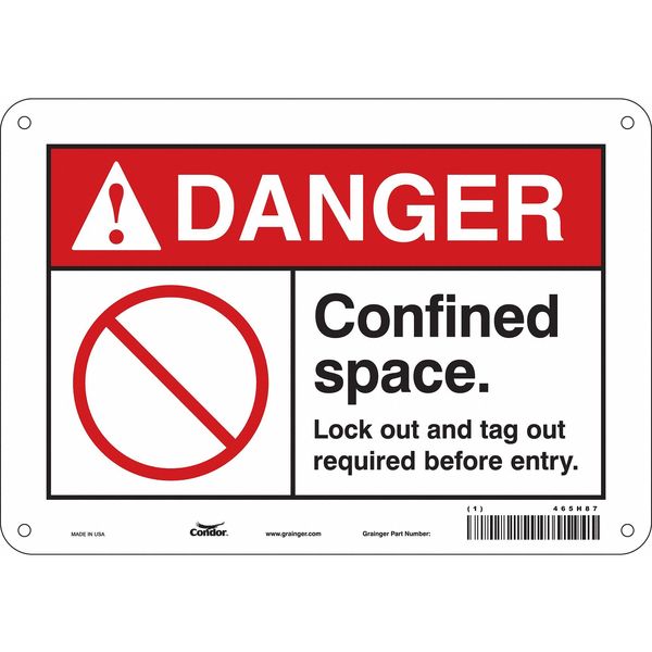 Safety Sign, 7 in Height, 10 in Width, Aluminum, Vertical Rectangle, English, 465H87