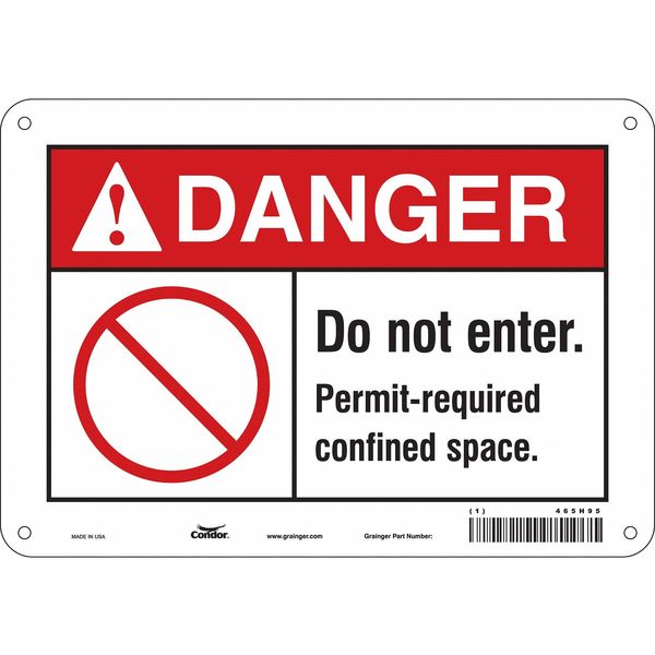 Safety Sign, 7 in Height, 10 in Width, Aluminum, Vertical Rectangle, English, 465H95