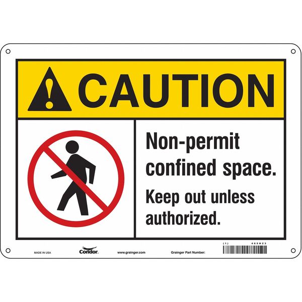 Safety Sign, 10 in Height, 14 in Width, Aluminum, Horizontal Rectangle, English, 465H23