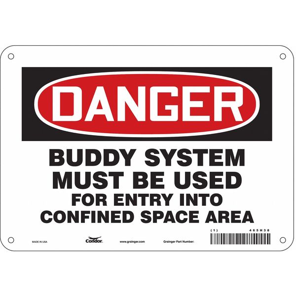 Safety Sign, 7 in Height, 10 in Width, Aluminum, Vertical Rectangle, English, 465H38