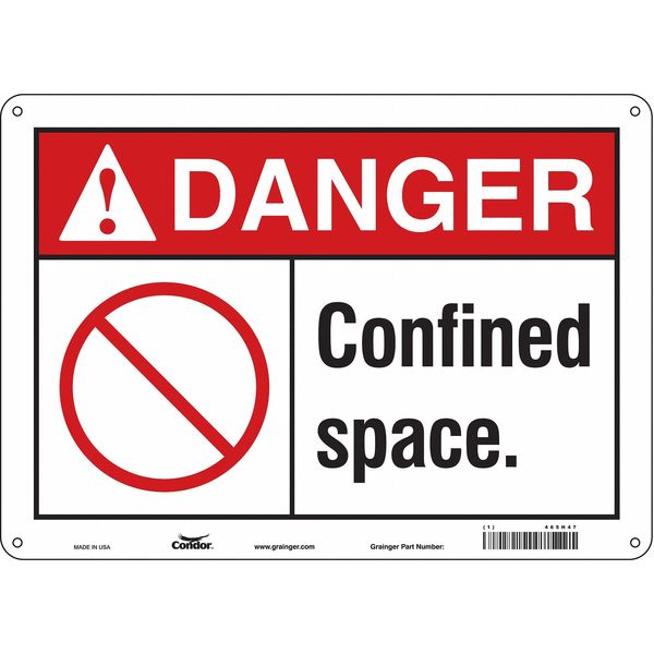 Safety Sign, 10 in Height, 14 in Width, Aluminum, Horizontal Rectangle, English, 465H47