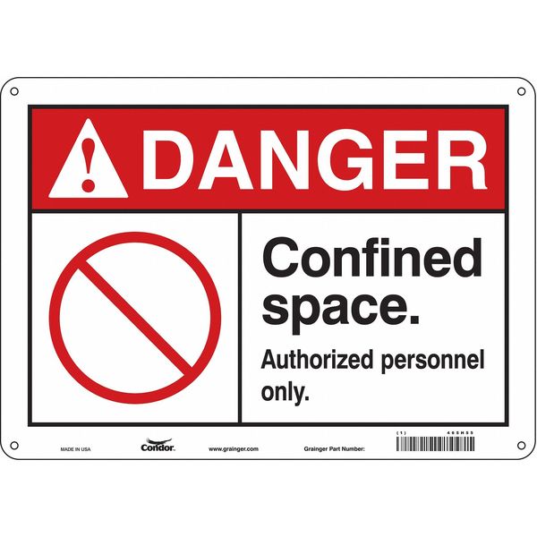 Safety Sign, 10 in Height, 14 in Width, Aluminum, Horizontal Rectangle, English, 465H55