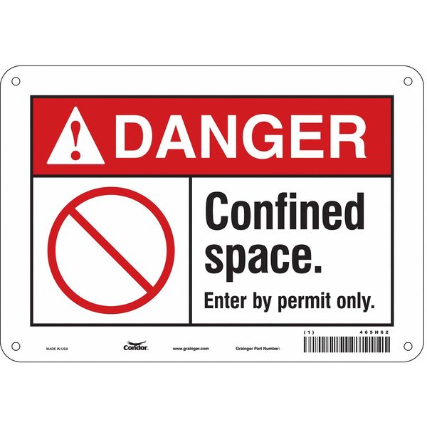 Safety Sign, 7 in Height, 10 in Width, Aluminum, Vertical Rectangle, English, 465H62