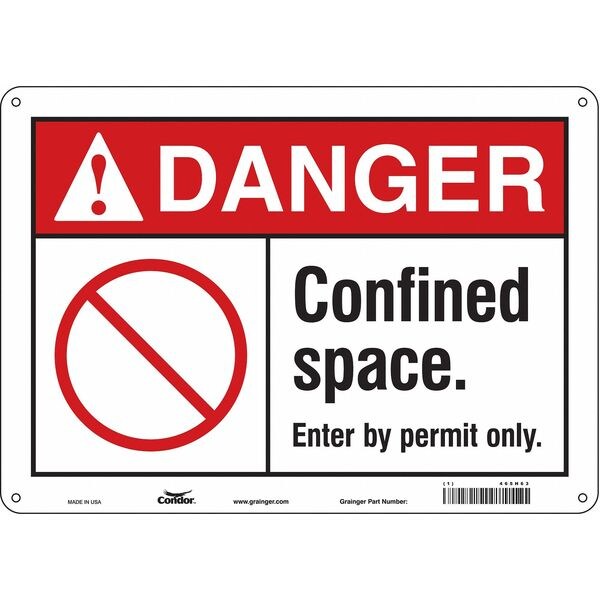 Safety Sign, 10 in Height, 14 in Width, Aluminum, Horizontal Rectangle, English, 465H63