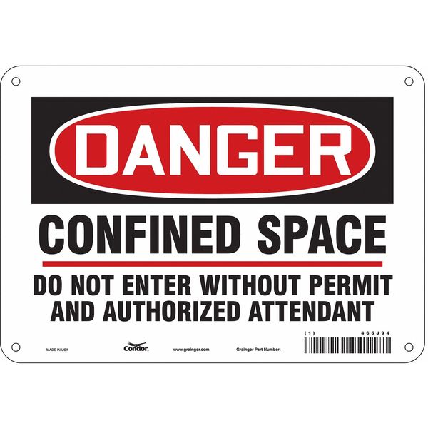 Safety Sign, 7 in Height, 10 in Width, Polyethylene, Vertical Rectangle, English, 465J94