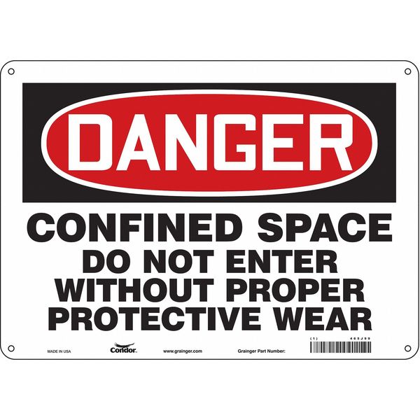 Safety Sign, 10 in Height, 14 in Width, Aluminum, Horizontal Rectangle, English, 465J99
