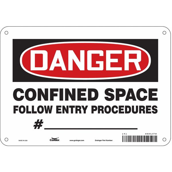 Safety Sign, 7 in Height, 10 in Width, Aluminum, Vertical Rectangle, English, 465J74