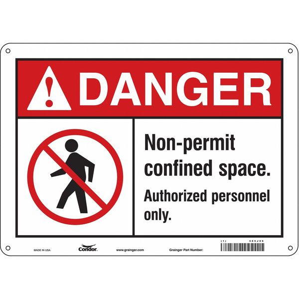 Safety Sign, 10 in Height, 14 in Width, Aluminum, Horizontal Rectangle, English, 465J06