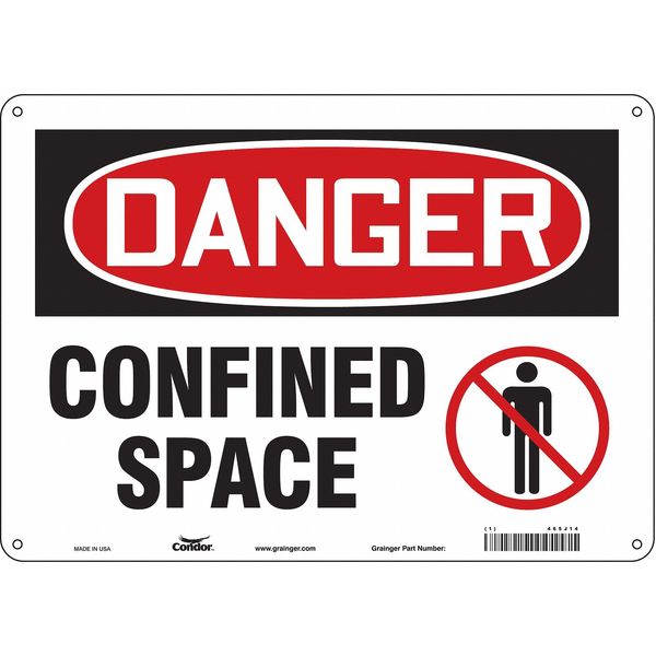 Safety Sign, 10 in Height, 14 in Width, Aluminum, Horizontal Rectangle, English, 465J14