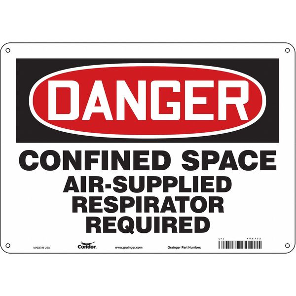 Safety Sign, 10 in Height, 14 in Width, Aluminum, Horizontal Rectangle, English, 465J32