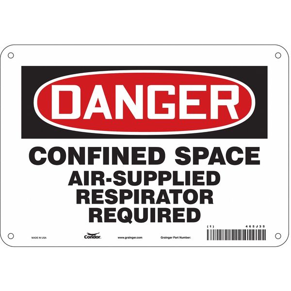 Safety Sign, 7 in Height, 10 in Width, Polyethylene, Vertical Rectangle, English, 465J35
