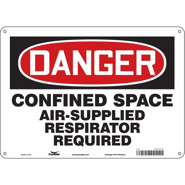 Safety Sign, 10 in Height, 14 in Width, Polyethylene, Horizontal Rectangle, English, 465J36