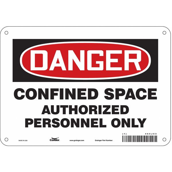 Safety Sign, 7 in Height, 10 in Width, Polyethylene, Vertical Rectangle, English, 465J53