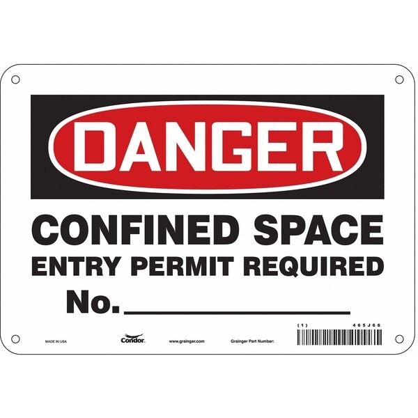 Safety Sign, 7 in Height, 10 in Width, Aluminum, Vertical Rectangle, English, 465J66