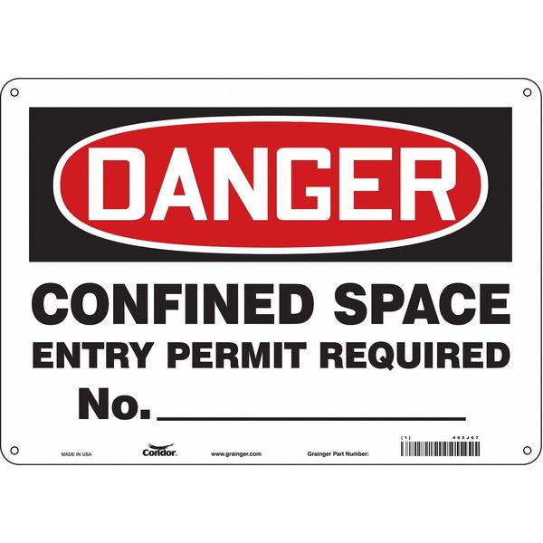 Safety Sign, 10 in Height, 14 in Width, Aluminum, Horizontal Rectangle, English, 465J67