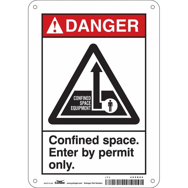 Safety Sign, 10 in Height, 7 in Width, Aluminum, Horizontal Rectangle, English, 465K86