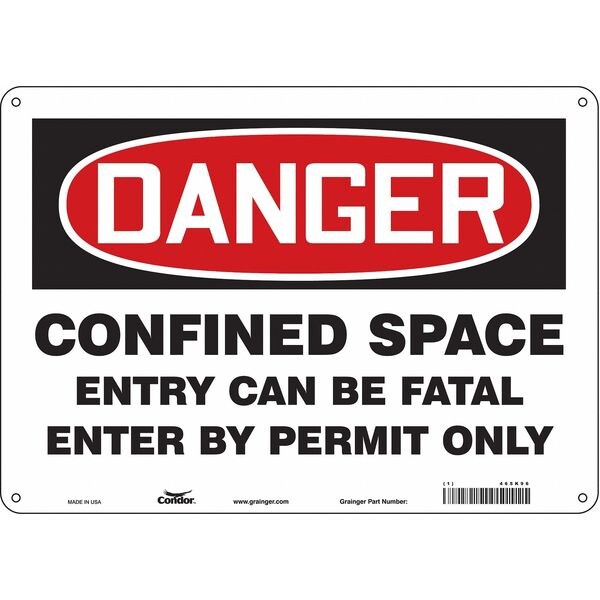Safety Sign, 10 in Height, 14 in Width, Aluminum, Horizontal Rectangle, English, 465K96
