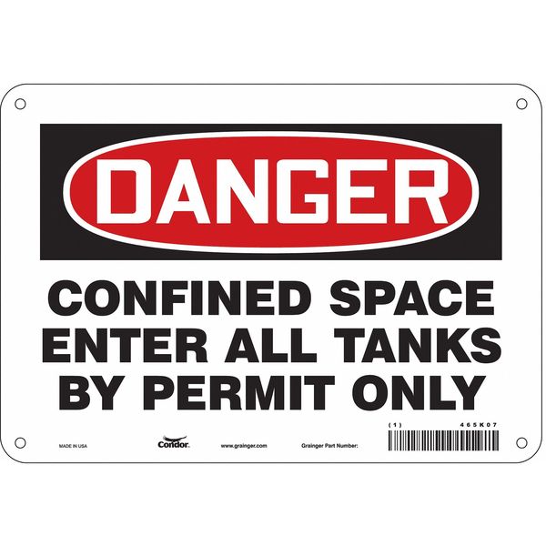 Safety Sign, 7 in Height, 10 in Width, Aluminum, Vertical Rectangle, English, 465K07