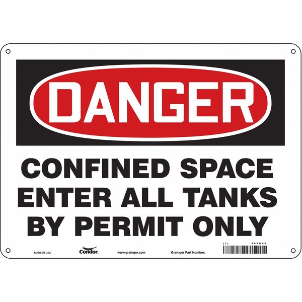 Safety Sign, 10 in Height, 14 in Width, Aluminum, Horizontal Rectangle, English, 465K08