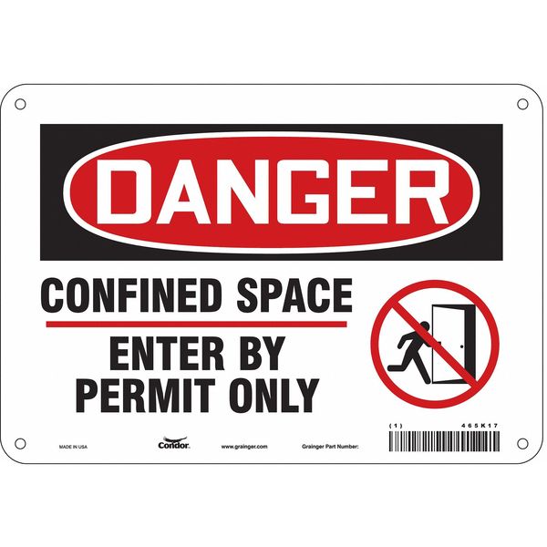 Safety Sign, 7 in Height, 10 in Width, Fiberglass, Vertical Rectangle, English, 465K17