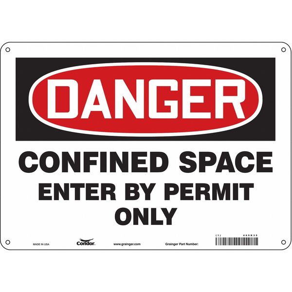 Safety Sign, 10 in Height, 14 in Width, Fiberglass, Horizontal Rectangle, English, 465K35