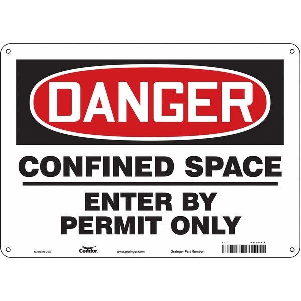 Safety Sign, 10 in Height, 14 in Width, Aluminum, Horizontal Rectangle, English, 465K43