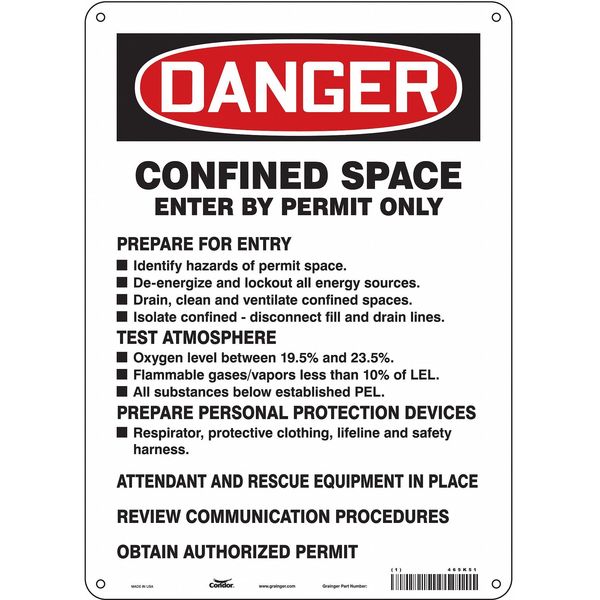 Safety Sign, 14 in Height, 10 in Width, Aluminum, Vertical Rectangle, English, 465K51