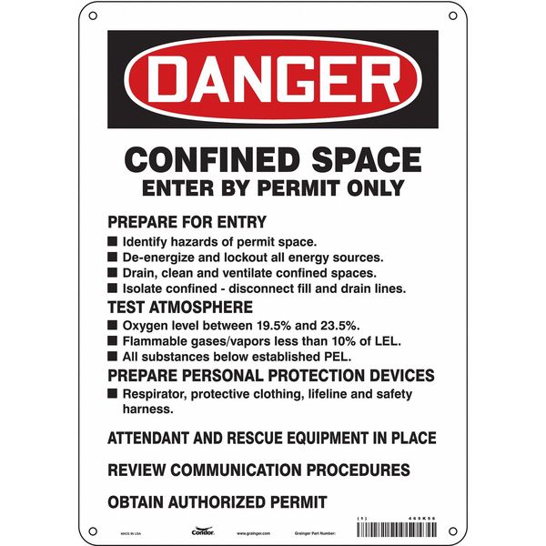 Safety Sign, 14 in Height, 10 in Width, Polyethylene, Vertical Rectangle, English, 465K56