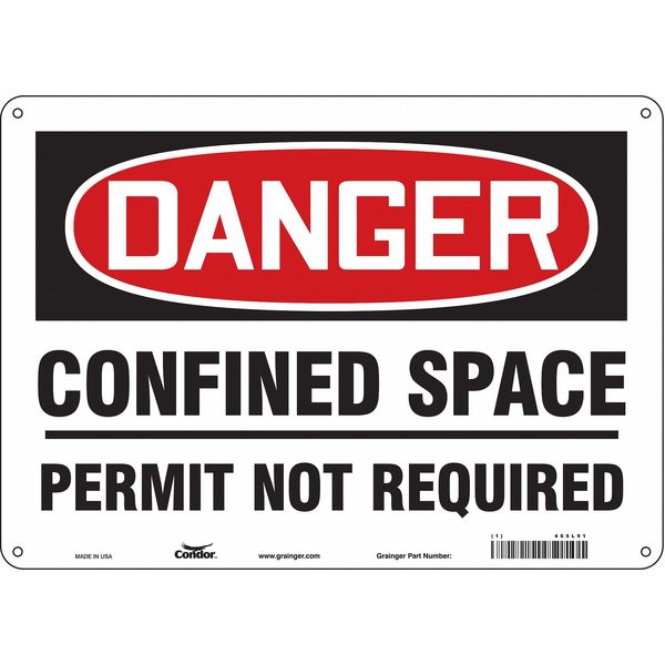 Safety Sign, 10 in Height, 14 in Width, Aluminum, Horizontal Rectangle, English, 465L91