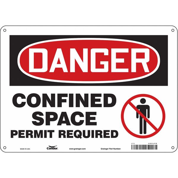 Safety Sign, 10 in Height, 14 in Width, Aluminum, Horizontal Rectangle, English, 465L99