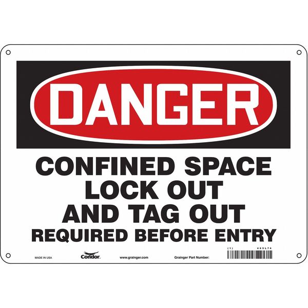 Safety Sign, 10 in Height, 14 in Width, Aluminum, Horizontal Rectangle, English, 465L74