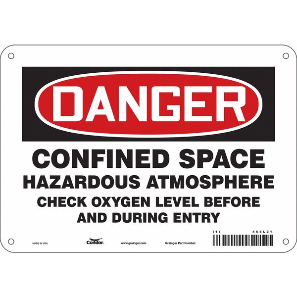 Safety Sign, 7 in Height, 10 in Width, Aluminum, Vertical Rectangle, English, 465L21
