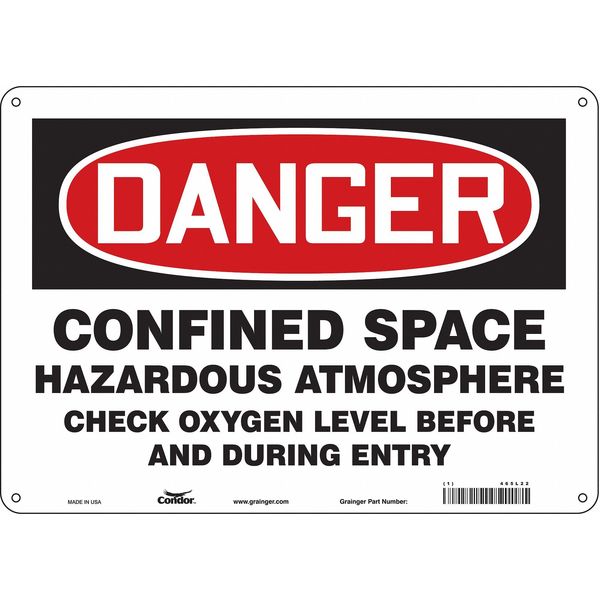 Safety Sign, 10 in Height, 14 in Width, Aluminum, Horizontal Rectangle, English, 465L22